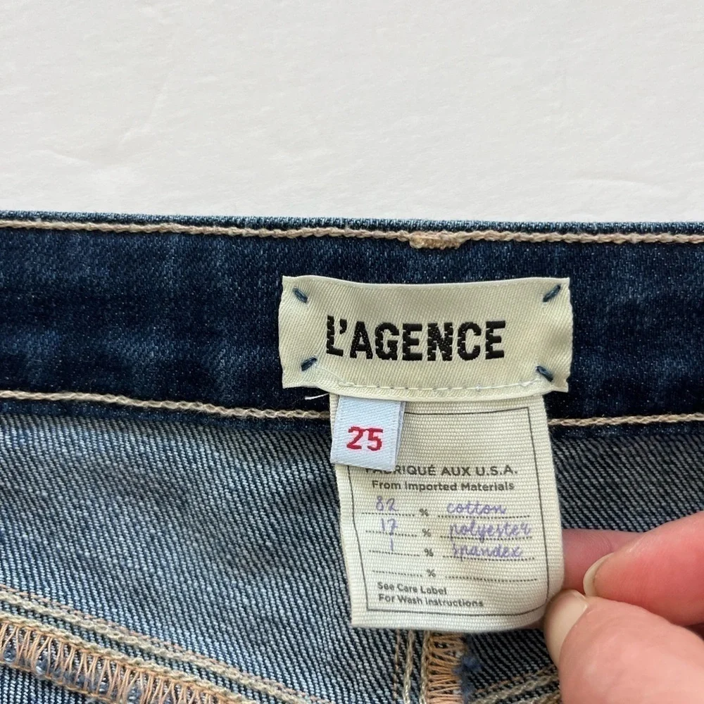 L’agence Women Margot High Rise Skinny Jeans Fray Ankle Hem Blue Size 25